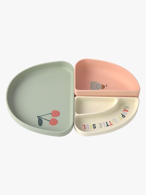 Lässig Teller Silikon 3er-Pack, Happy Fruits Cherry