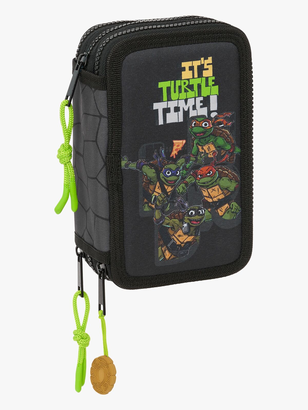 Ninja Turtles Dreifach-Federmäppchen, Grau/Schwarz