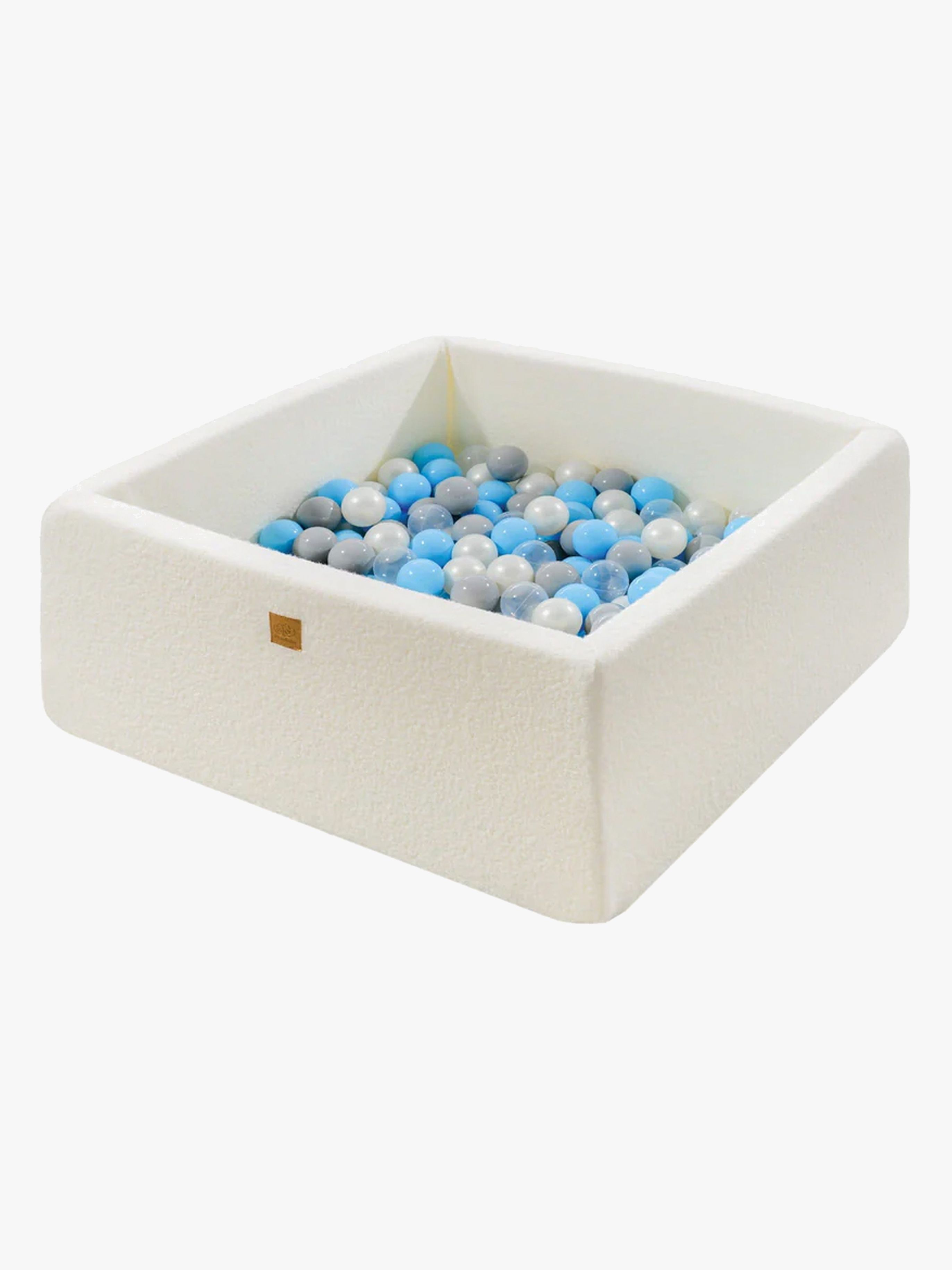 MeowBaby Boucle Square Bällebad, Baby Blue/Grey/White Pearl/Transparent