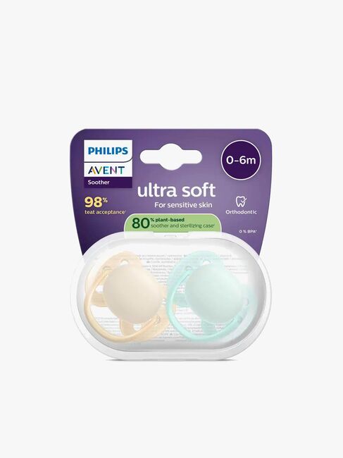 Philips Avent Ultra Soft Schnuller 0–6m 2er-Pack, Hellgelb/Hellgrün