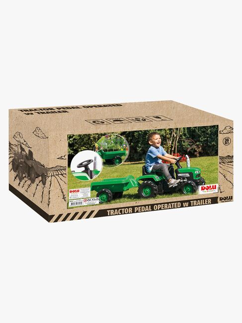 DOLU Trettraktor mit Anhänger, Grün 
