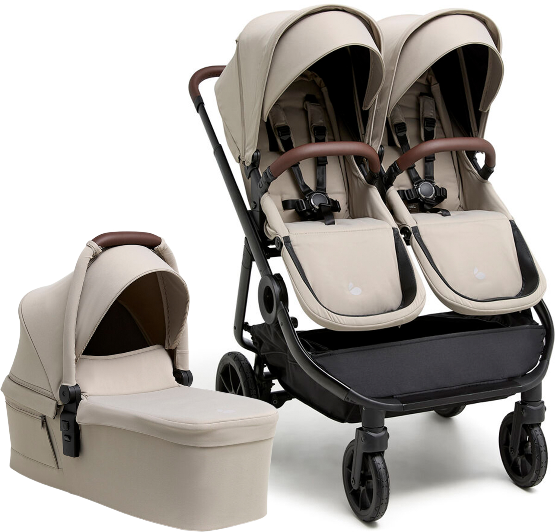 Pro Twin 2 Geschwisterwagen inkl. Liegewanne, Latte Beige, Doppelkinderwagen