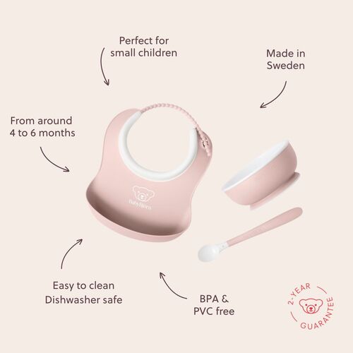 BabyBjörn Geschirr-Set 3-teilig, Blassrosa