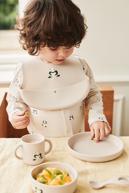 LIEWOOD Ember Gemusterte Lätzchen 2er-Pack, Panda/Sandy