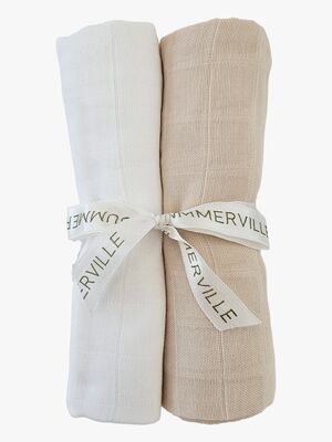 Summerville Organic Musselintuch 2er-Pack, Sandshell/White