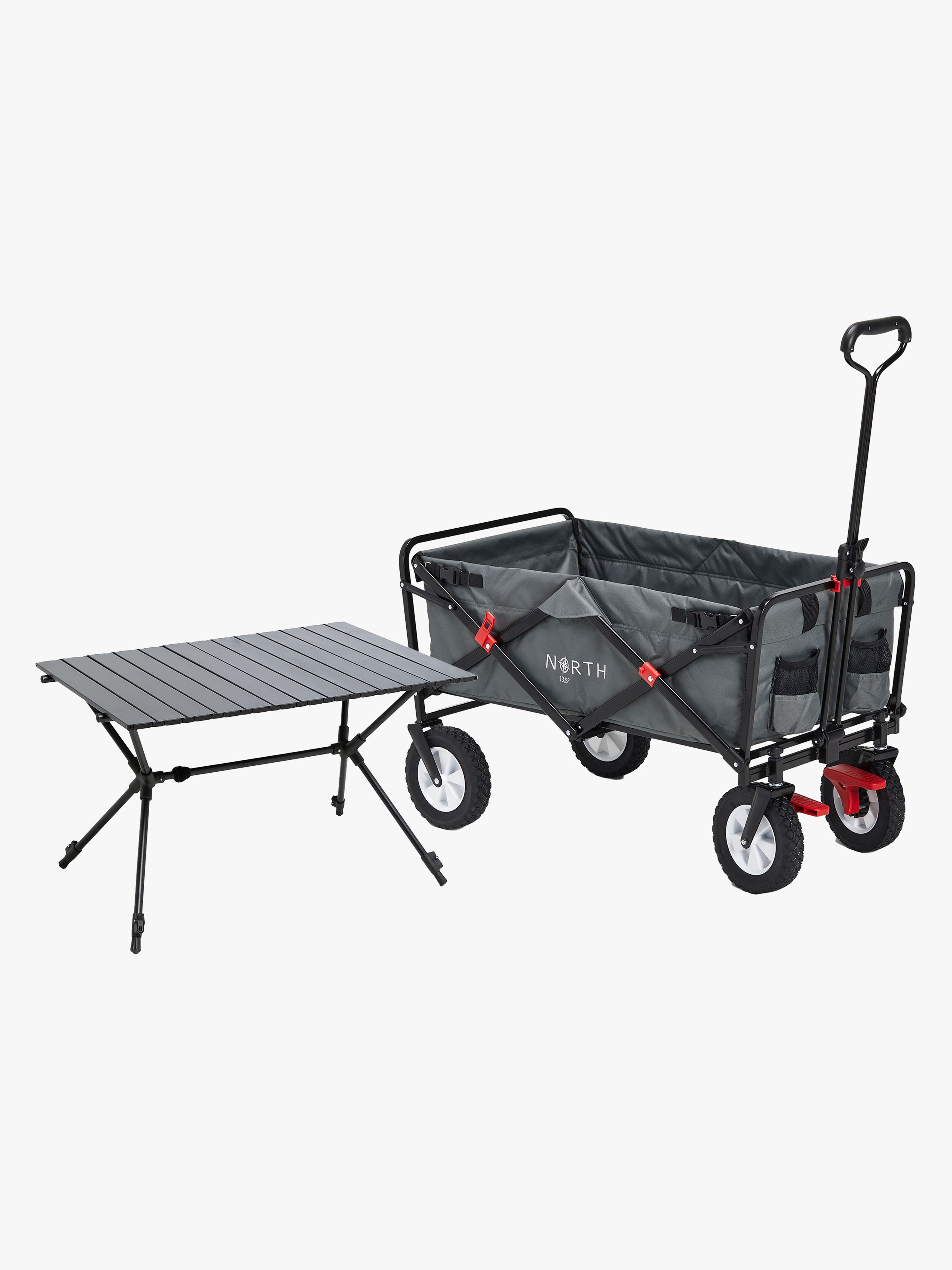 North 13.5 Light Bollerwagen mit Bremse, Ivy Grey inkl. Campingtisch