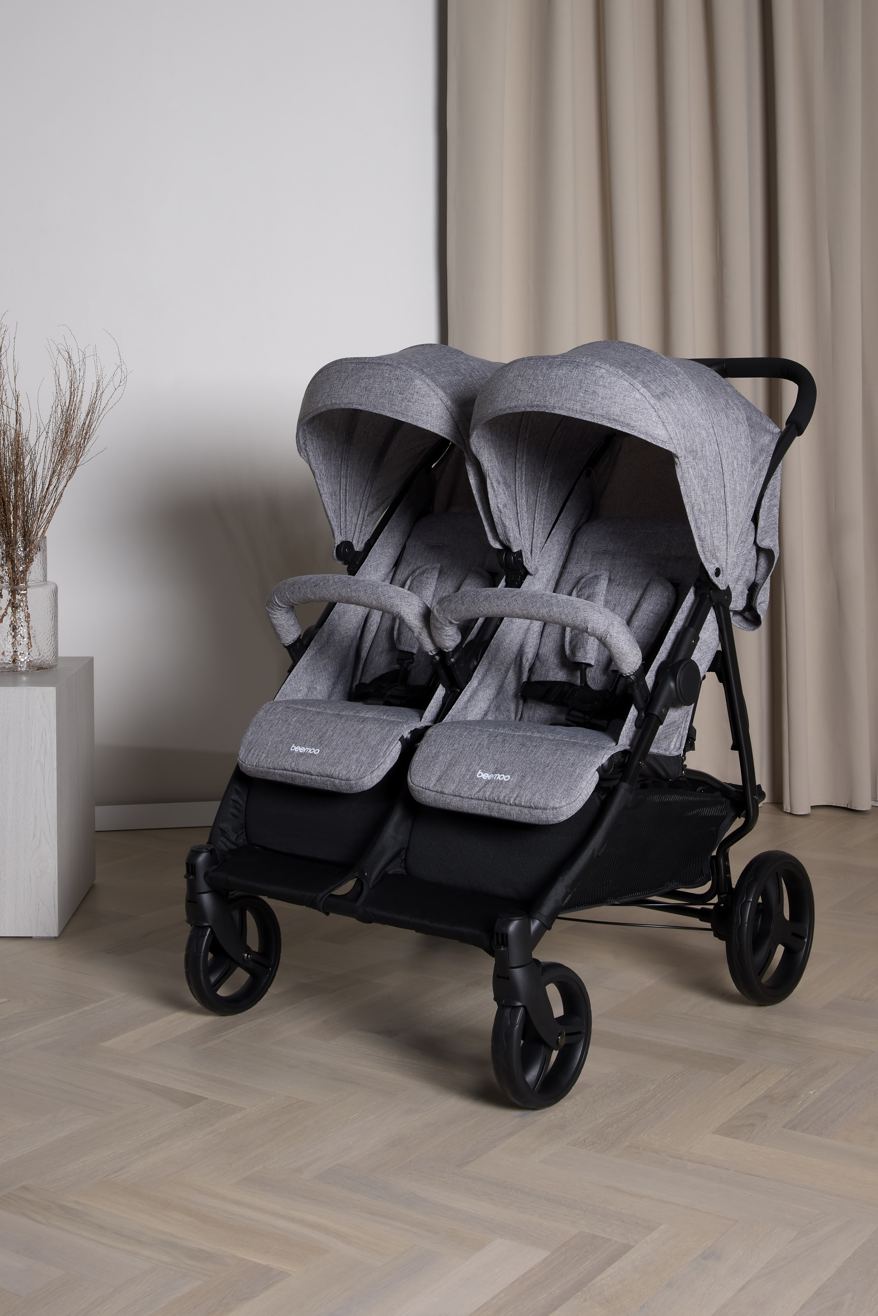 Beemoo Twin Shopper Zwillings- und Geschwisterwagen, Grey Mélange