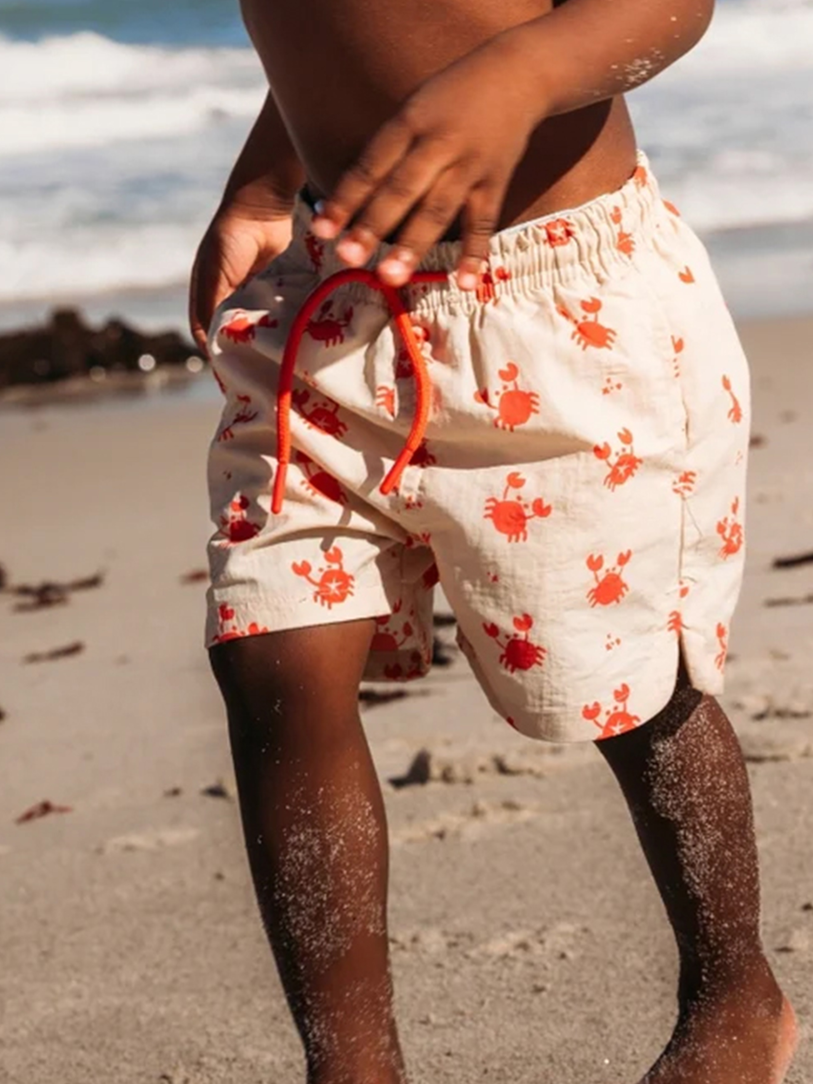 Swim Essentials Badehose, Crabby Red/Beige, 122-128