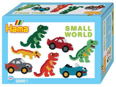 Hama Midi Perlen Geschenkpackung Small World Dino Cars, 2000 Stück