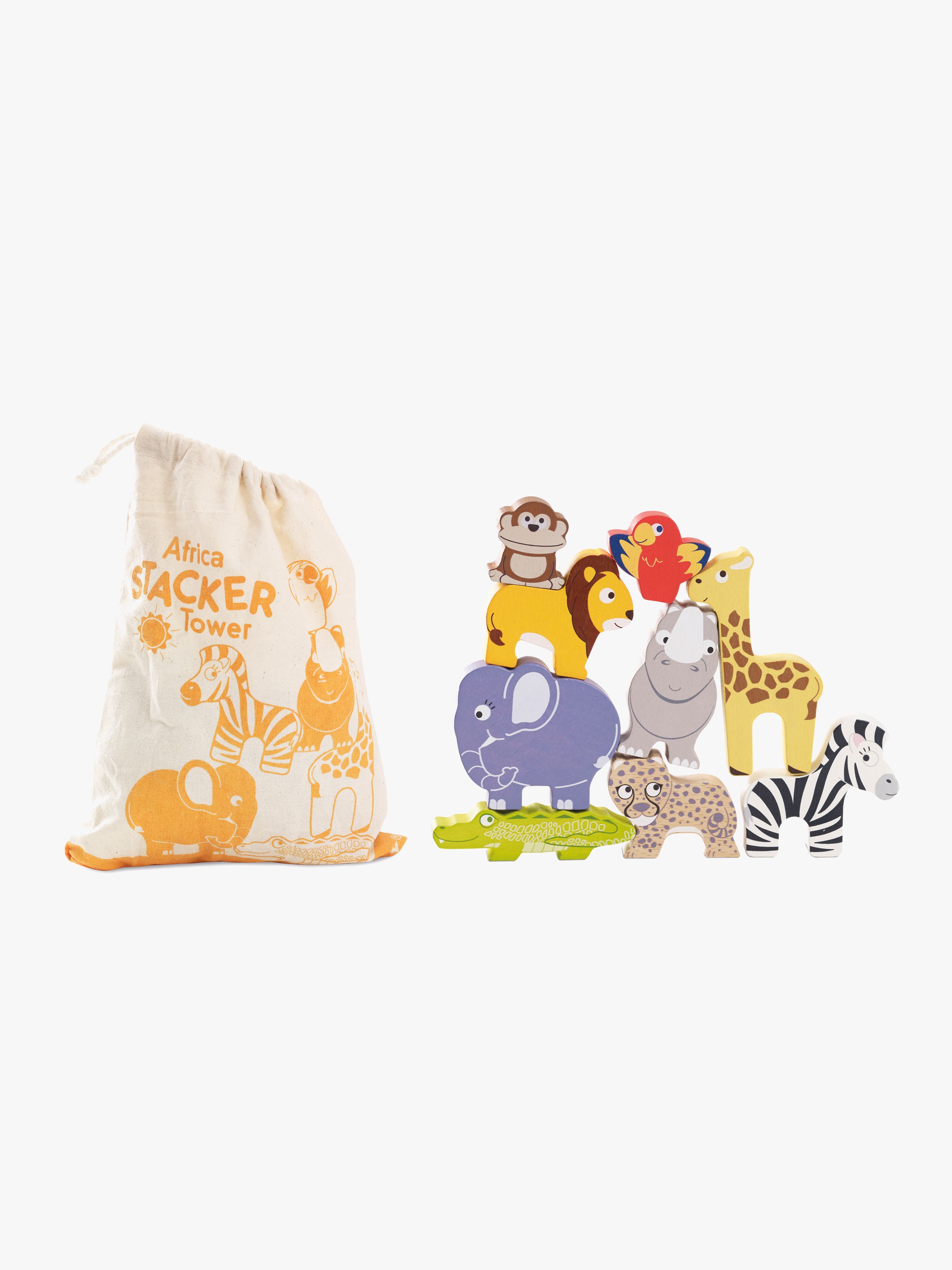 Le Toy Van Stapelklötze Savannentier &  Beutel, Babyspielzeug