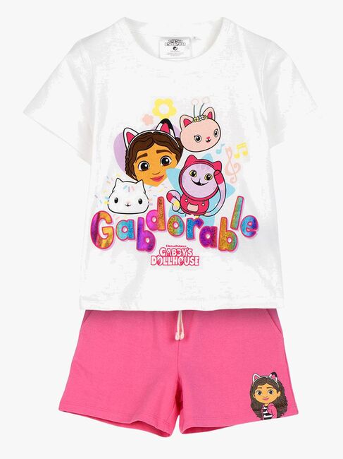 Gabby's Dollhouse T-Shirt & Shorts Set, Weiß/Rosa