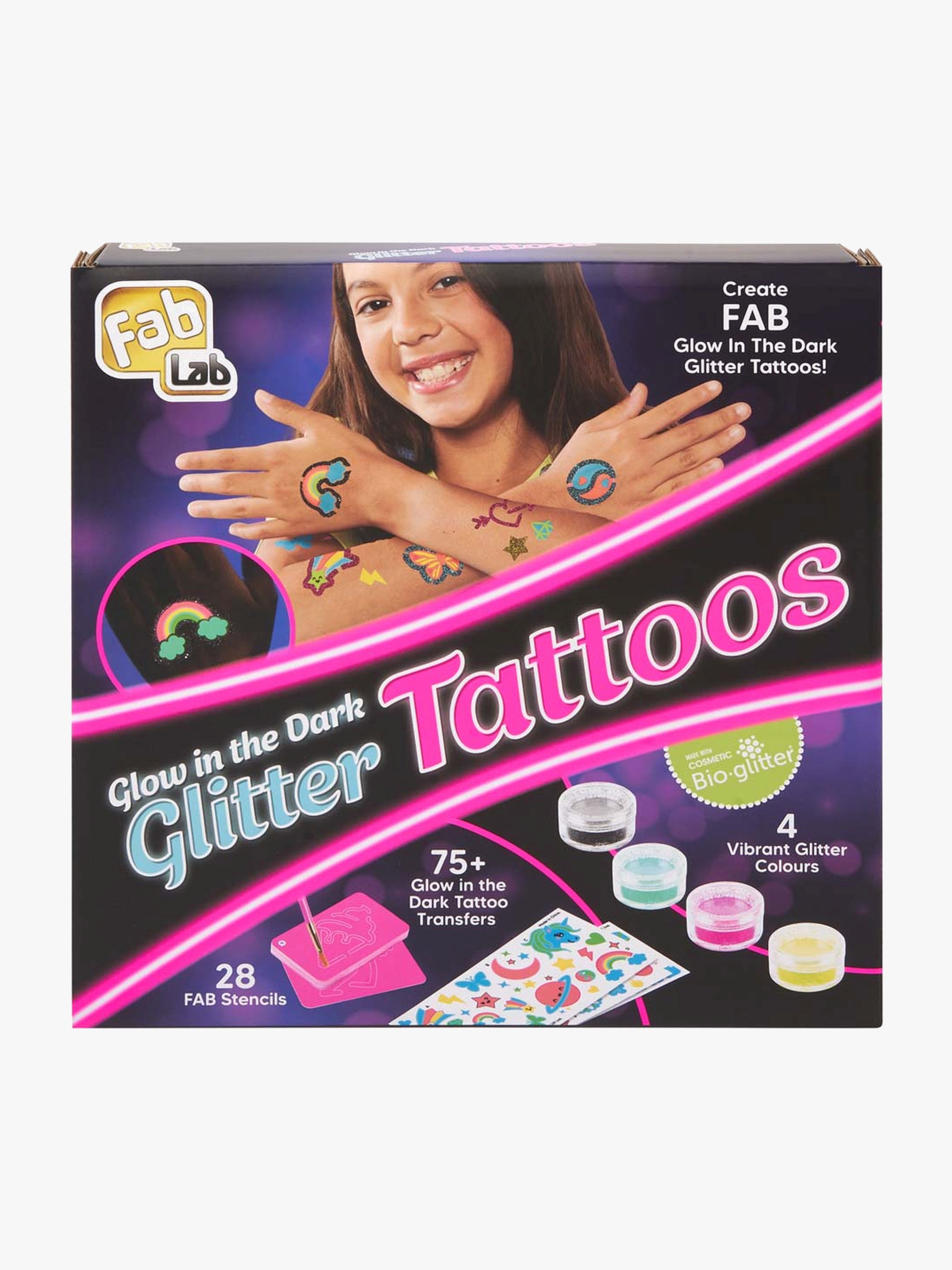 FAB LAB Glow In The Dark Glitter Tattoo-Set