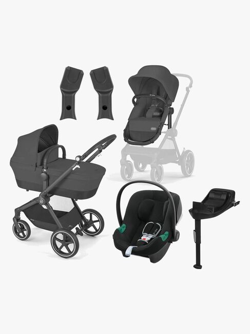 Cybex EOS Lux Kombikinderwagen inkl. Aton B2 Babyschale & Basis, Black/Moon Black