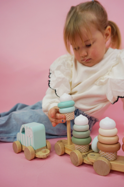 Jabadabado Zug mit Stapelklötzen, Eis