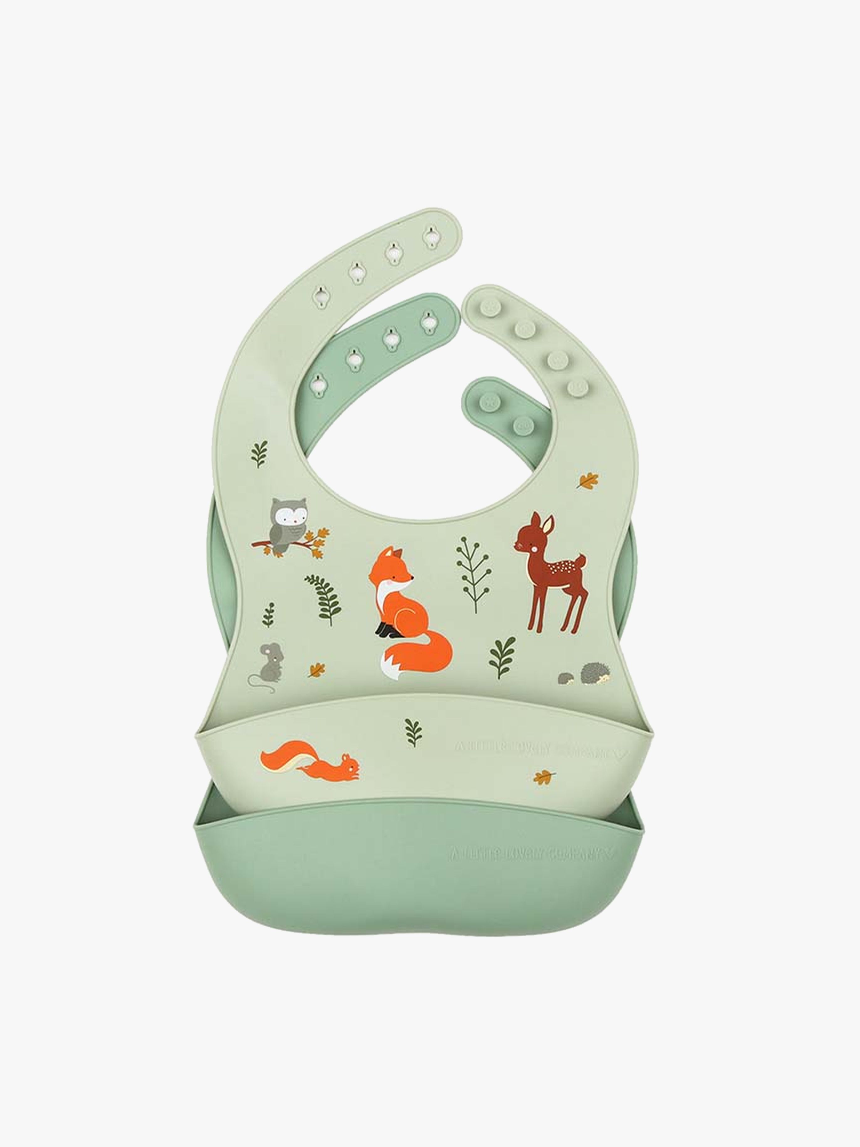 A Little Lovely Company Silikon-Lätzchen 2er-Pack, Forest Friends