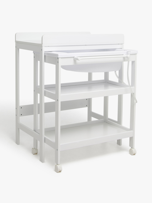 JLY Dream Wickeltisch m Ausziehbarer Badewanne, White
