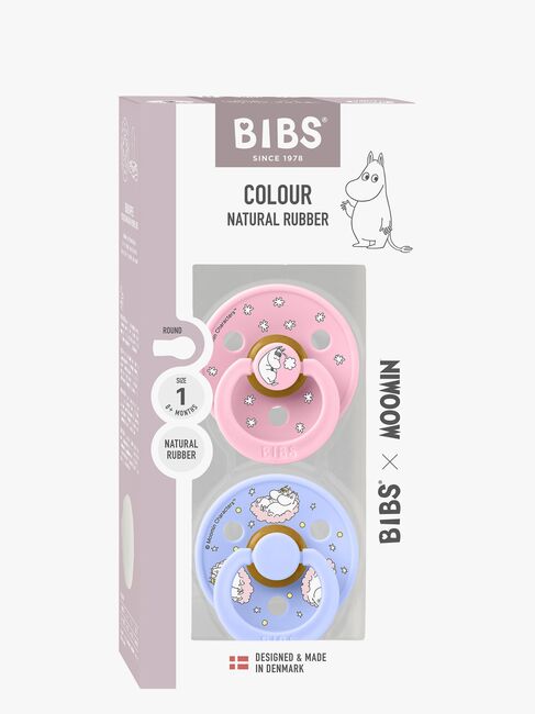 BIBS x Moomin Colour Dreaming Schnuller 2er-Pack Latex Größe 1, Baby Pink