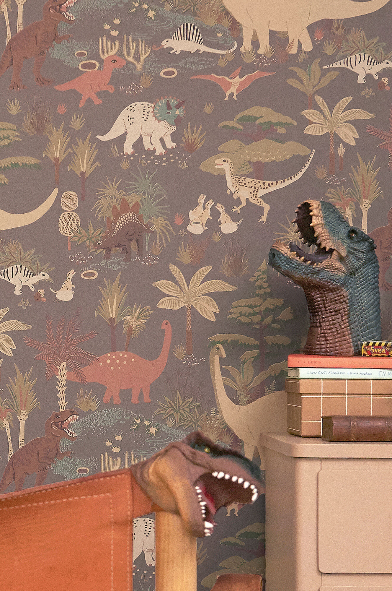 Majvillan Tapete Dinosaur Vibes, Evening Grey