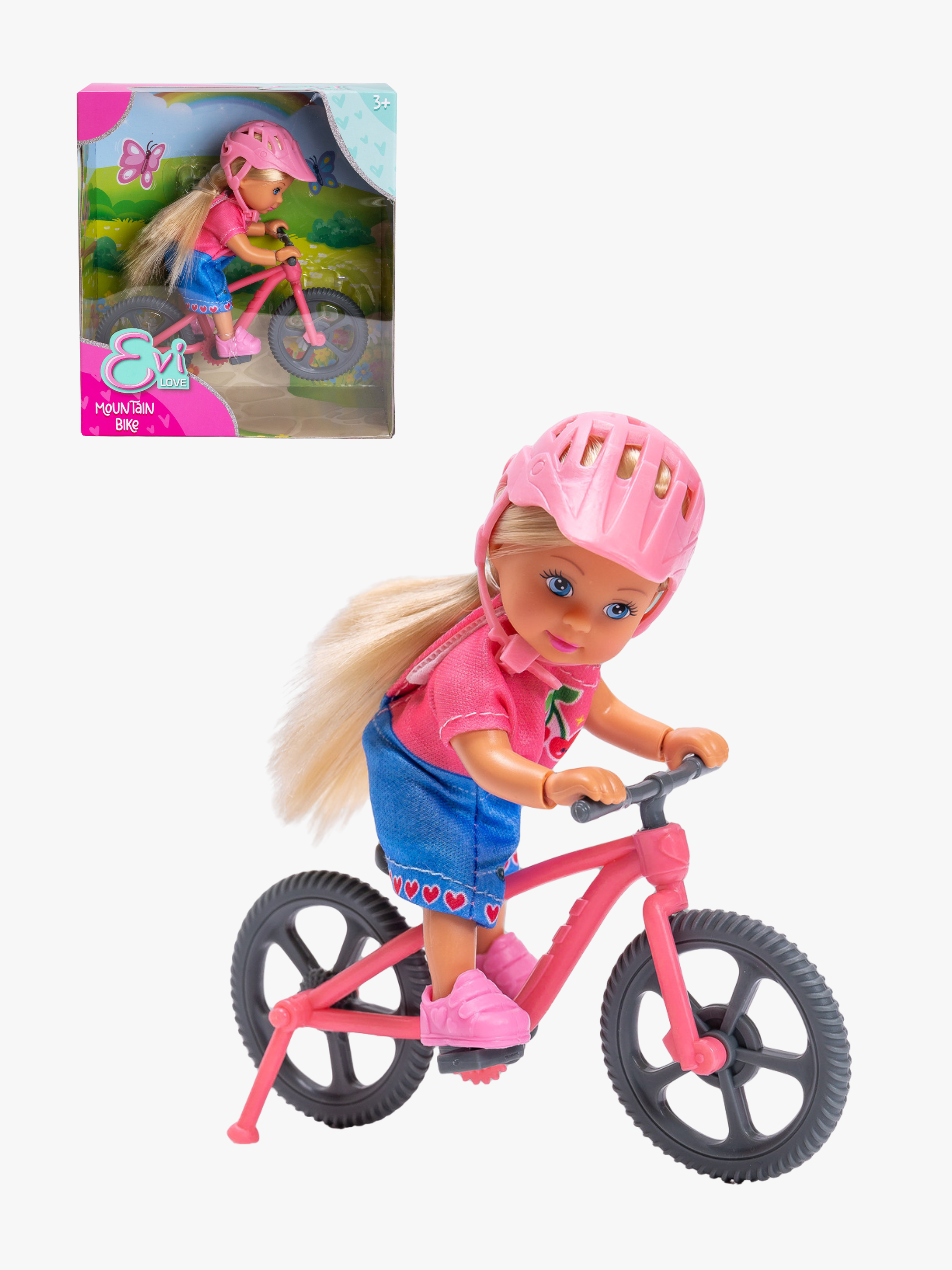Puppe mit Fahrrad 12 cm