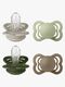 BIBS Supreme Schnuller 4er-Pack Silikon Gr. 1, Sand/Sage/Huntergreen/Dark Oak