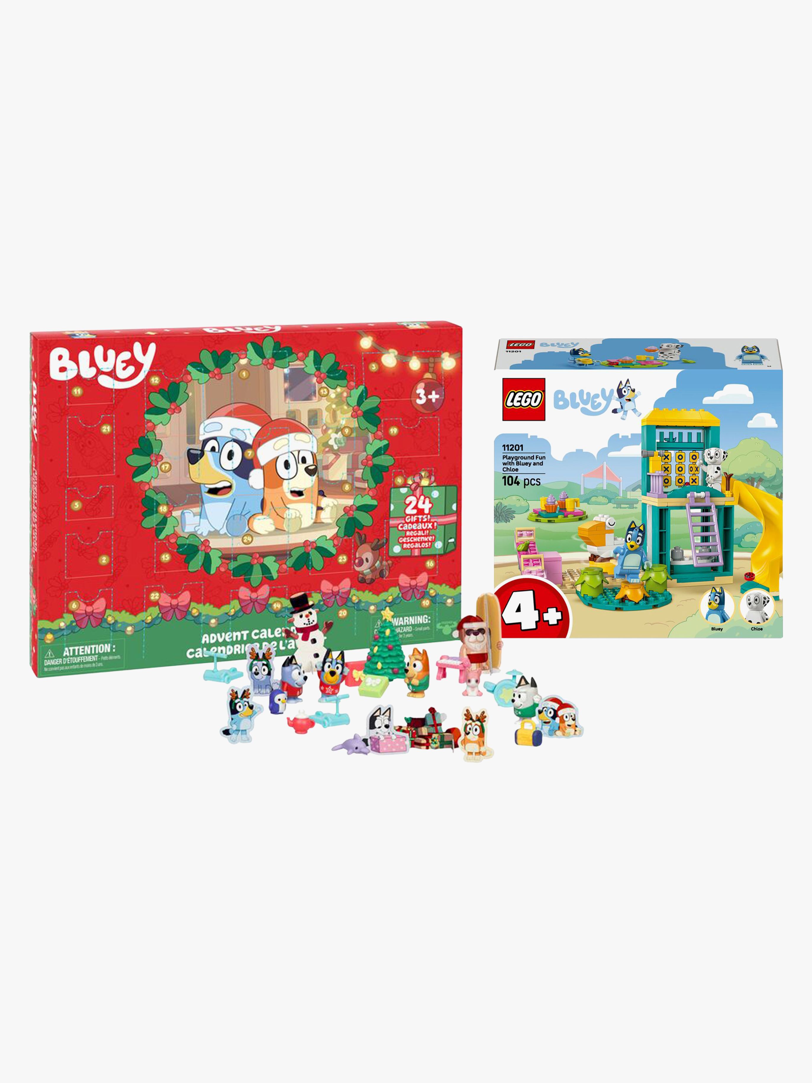 Bluey Adventskalender &  LEGO Bluey 11201 Bluey und Chloe auf dem Spielplatz