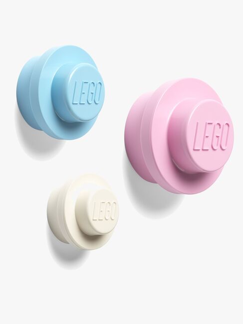 LEGO Wandhaken 3er-Pack, Blau/Rosa/Weiß