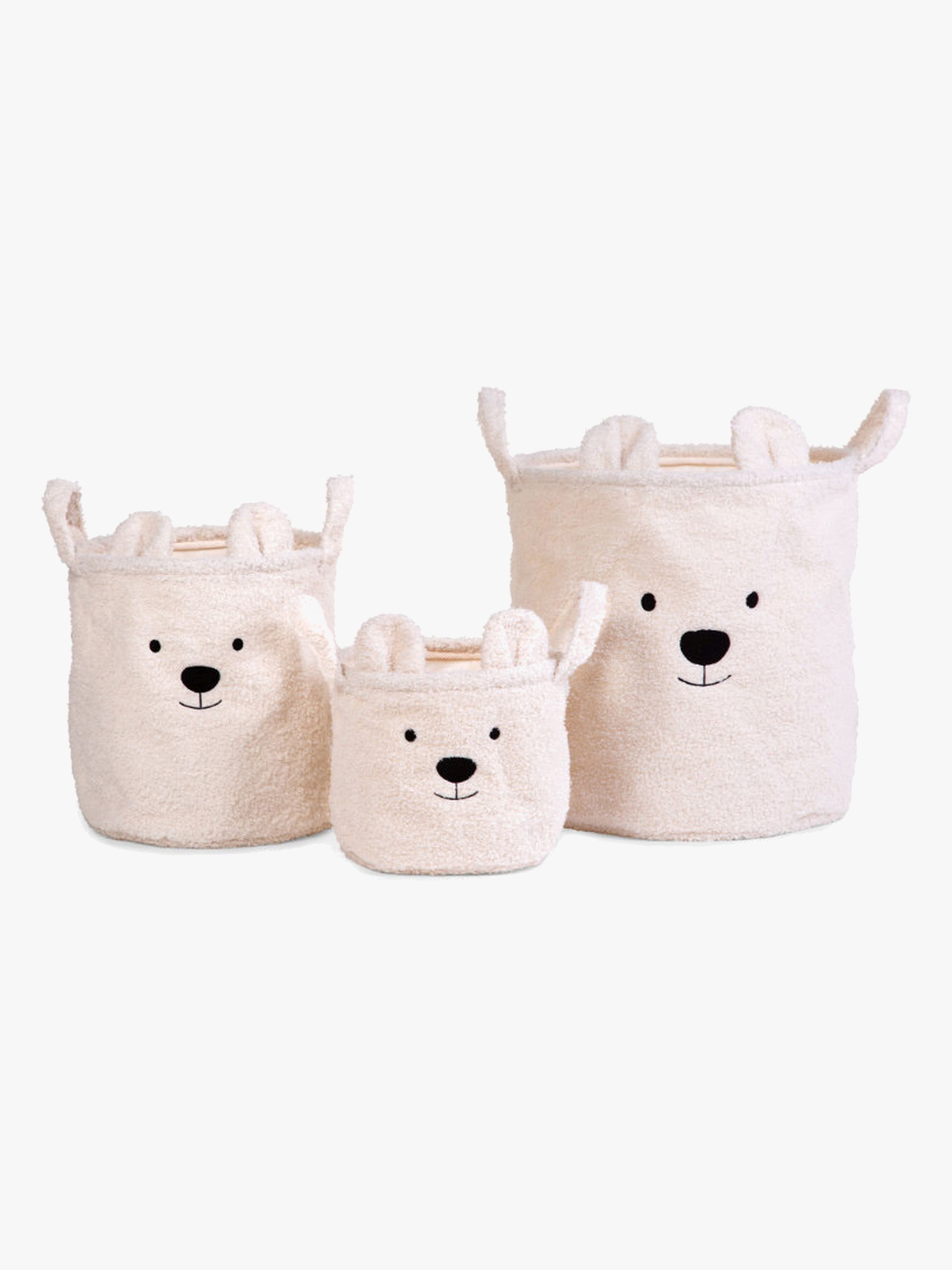 Childhome Aufbewahrungskorb 3er-Pack Teddy, Naturweiß