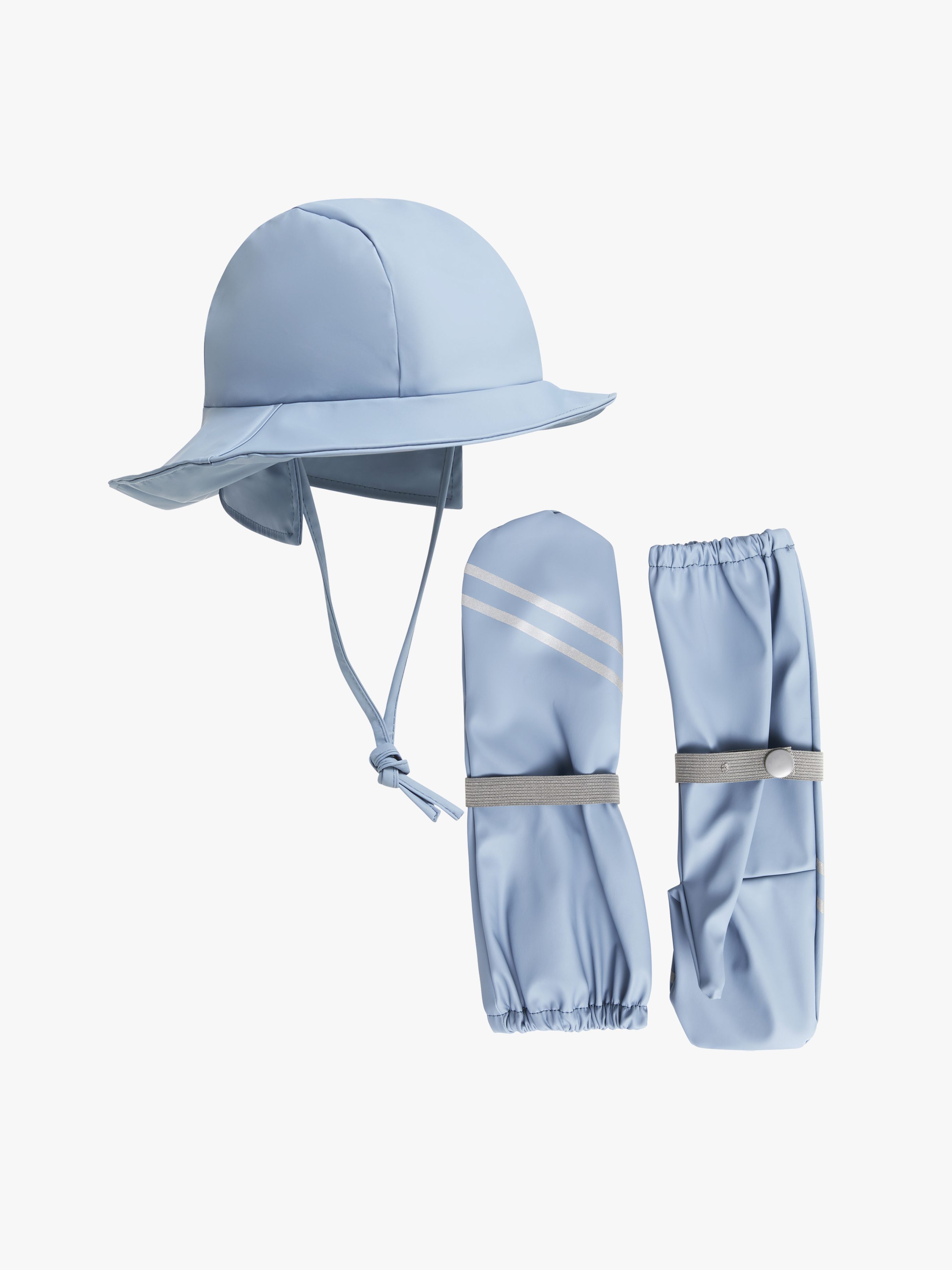 Nordbjørn Båtlandet Regenhut und Regenhandschuhe, Blau, 134-140
