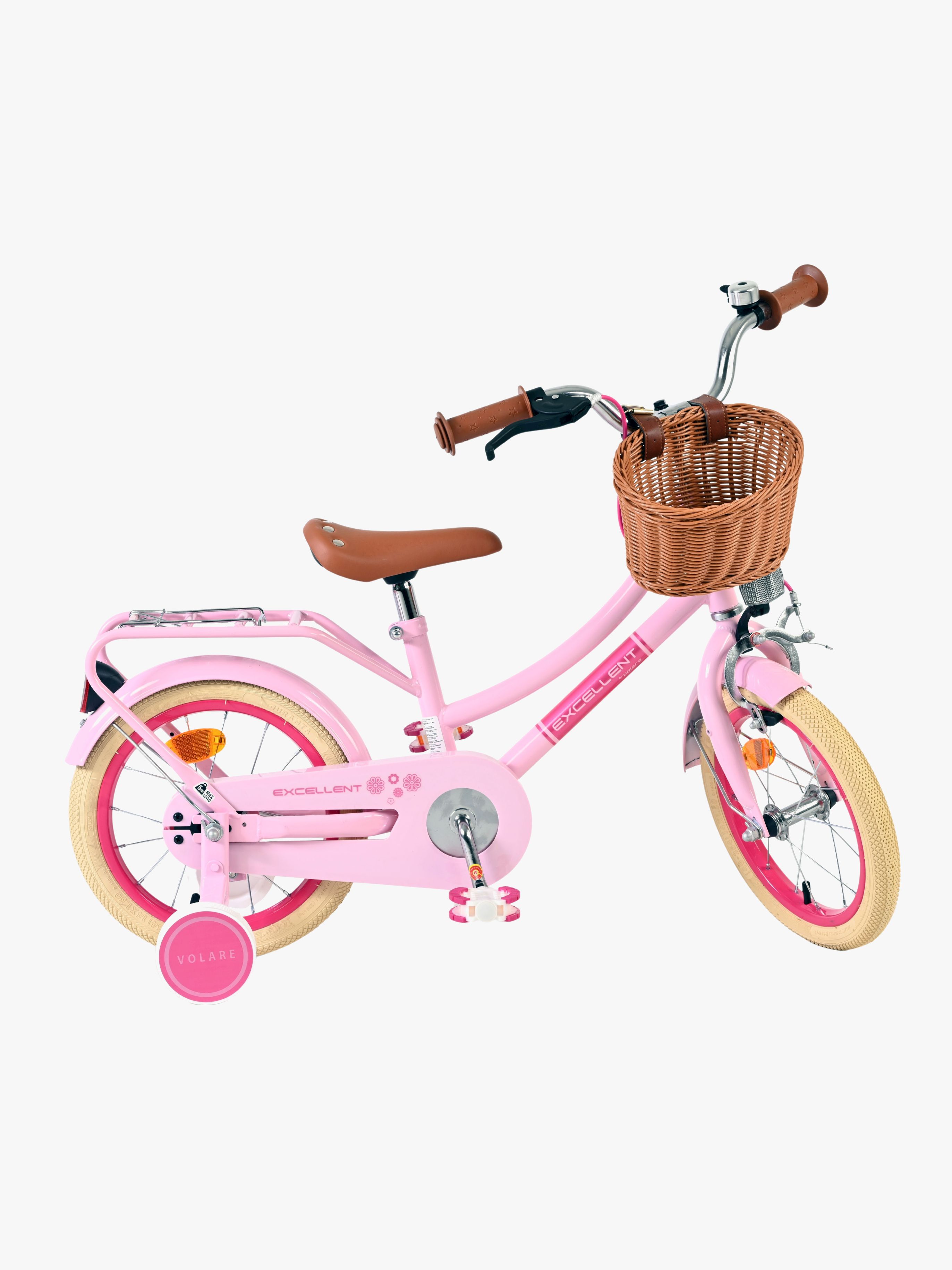 Volare Excellent Kinderfahrrad mit Korb 14 Zoll, Rosa
