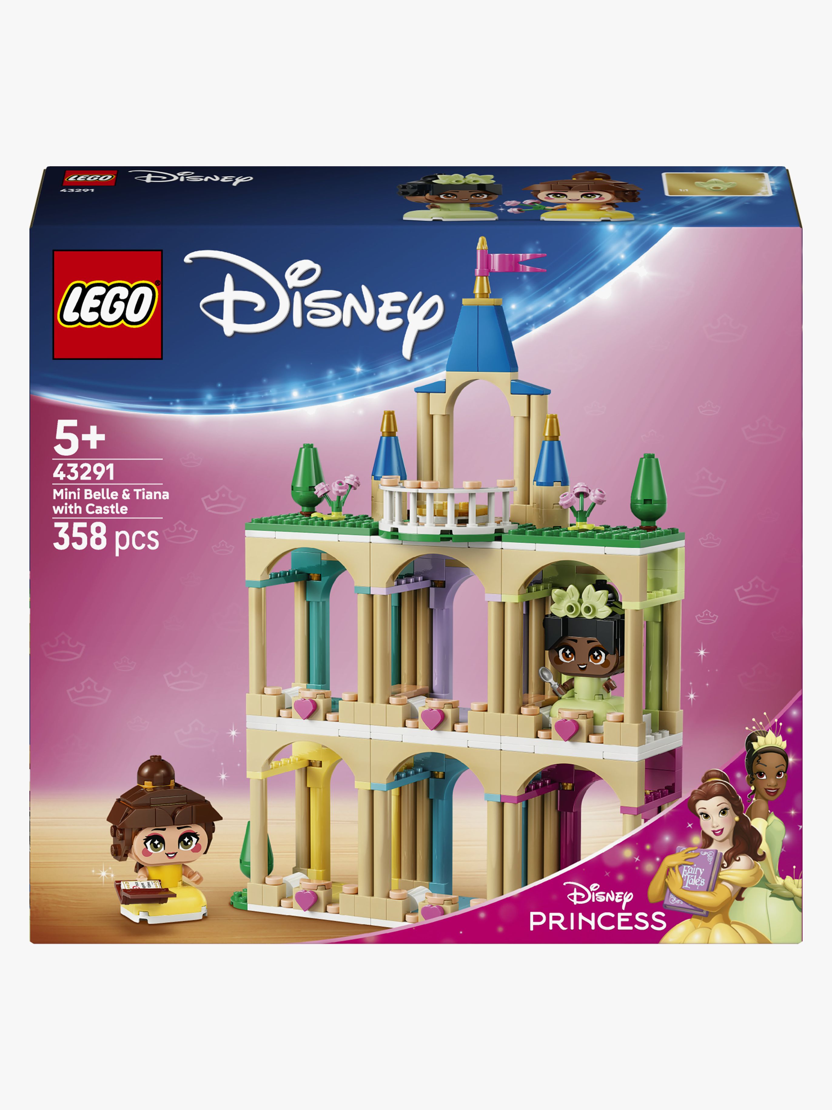 Disney Princess 43291 Die Mini-Prinzessinnen Belle und Tiana mit ihrem Schloss