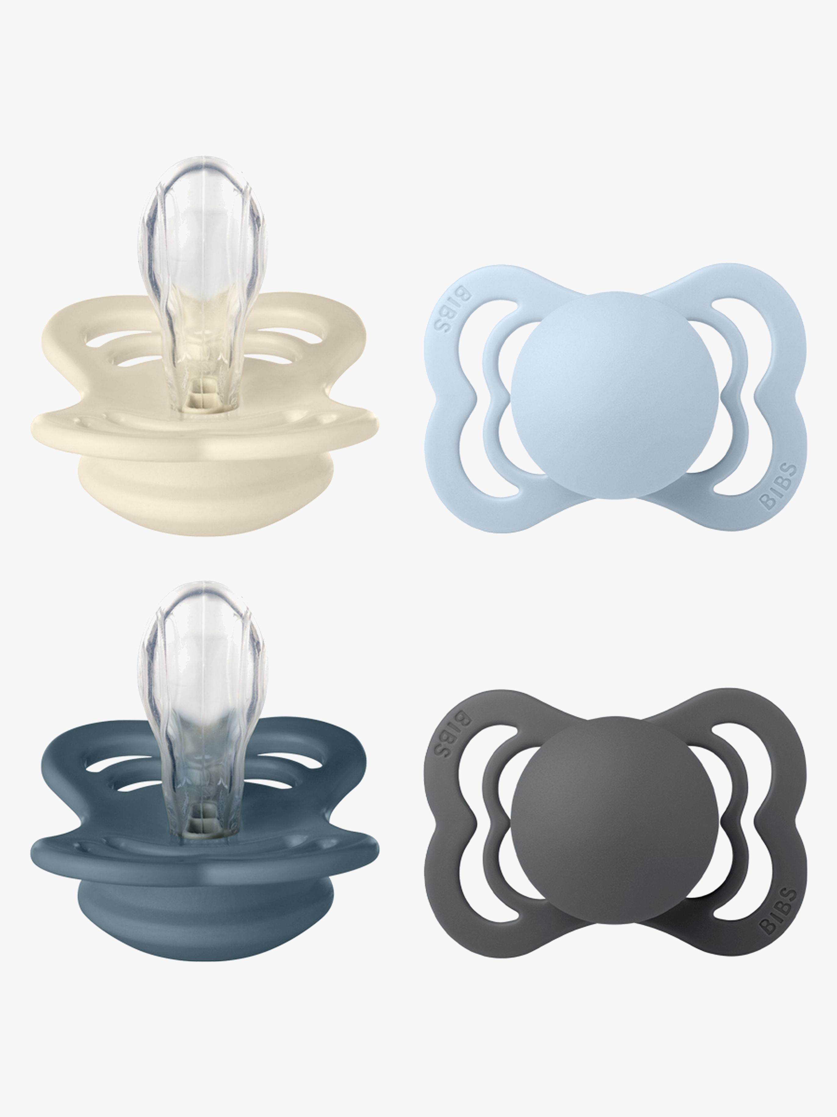 Supreme Schnuller 4er-Pack Silikon Gr. 1, Ivory / Baby Blue / Petrol / Iron