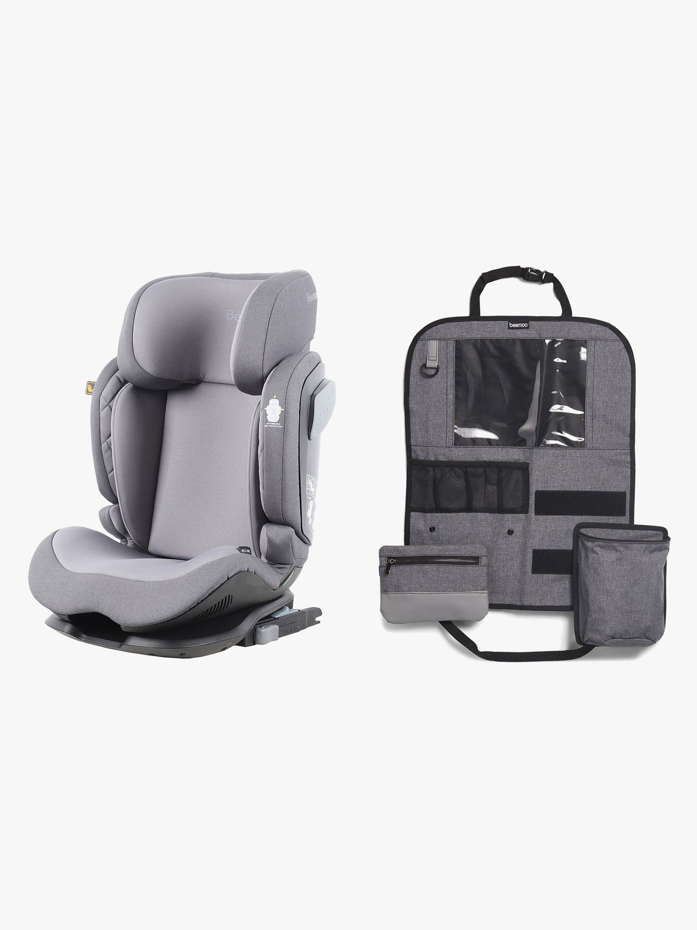 Beemoo Recline i-Size Kindersitz inkl. Deluxe Trittschutz, Mineral Grey