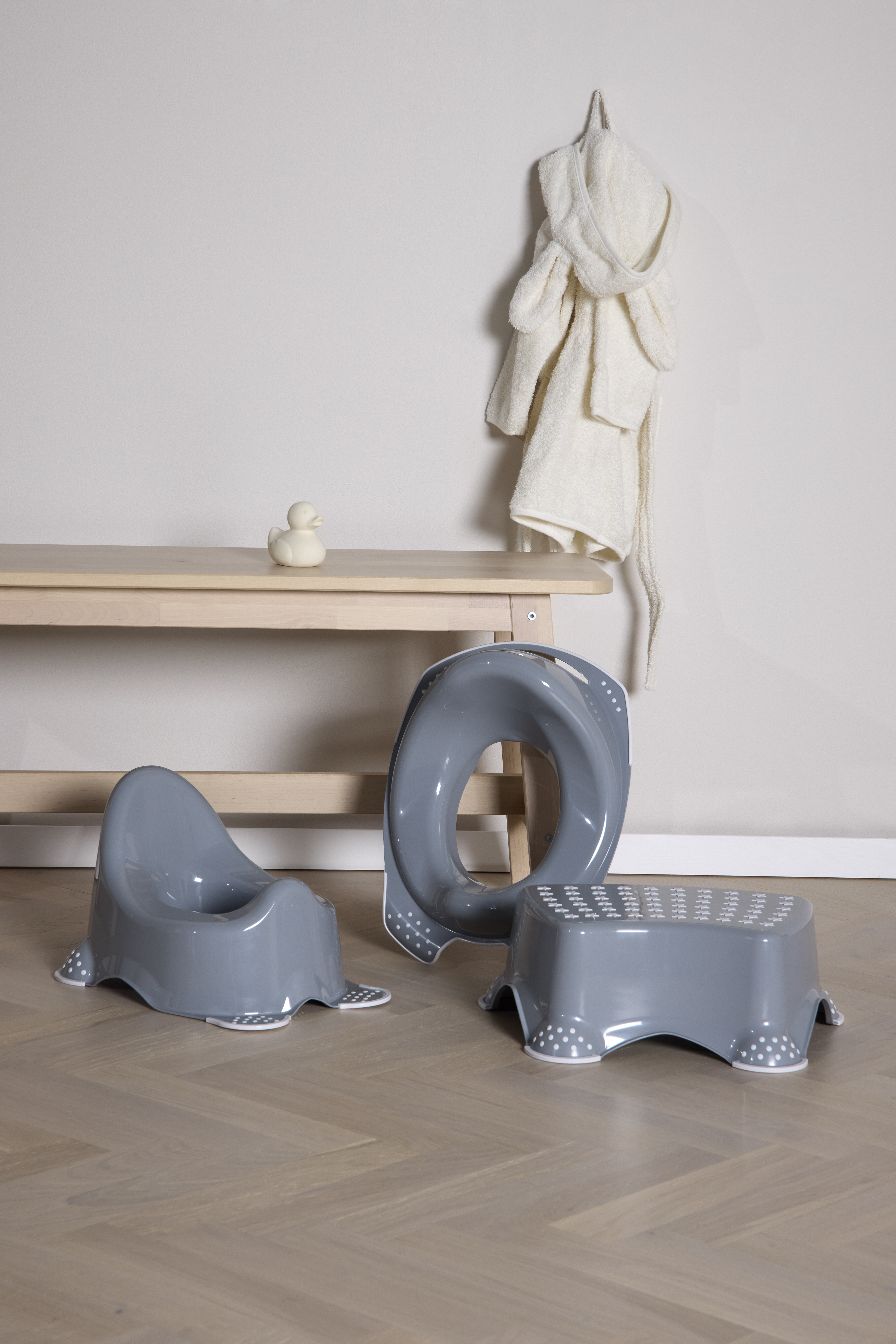 Beemoo CARE Anti-Slip Töpfchen, Toilettensitz und Tritthocker, Grau