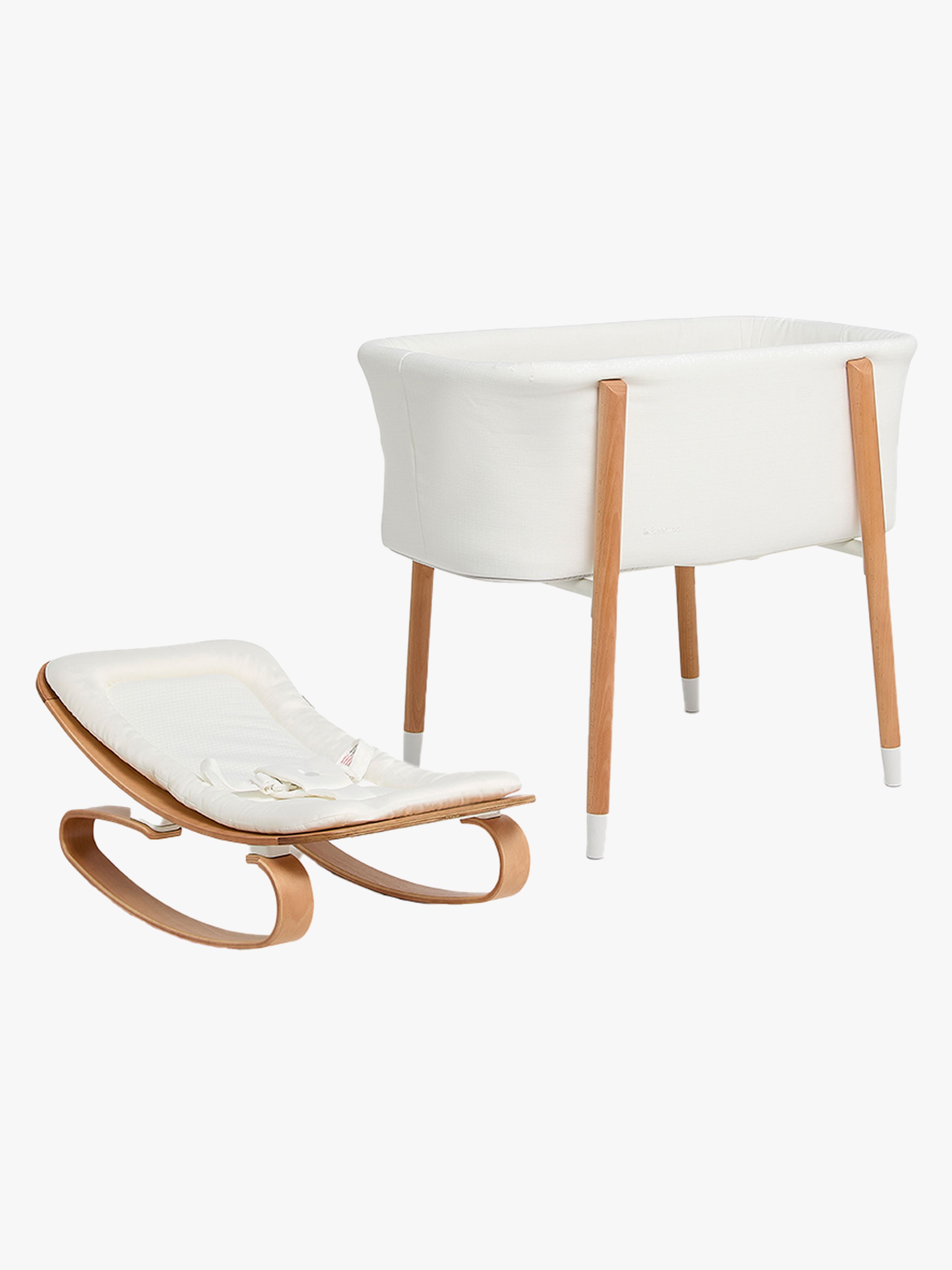 Beemoo Nordic Babybett &  Babywippe, White/Wood