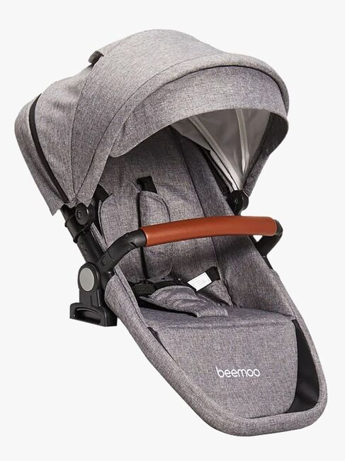 Beemoo Maxi 4 Twin Geschwisterwagen inkl. Extra-Sitz, Grey Melange/Black