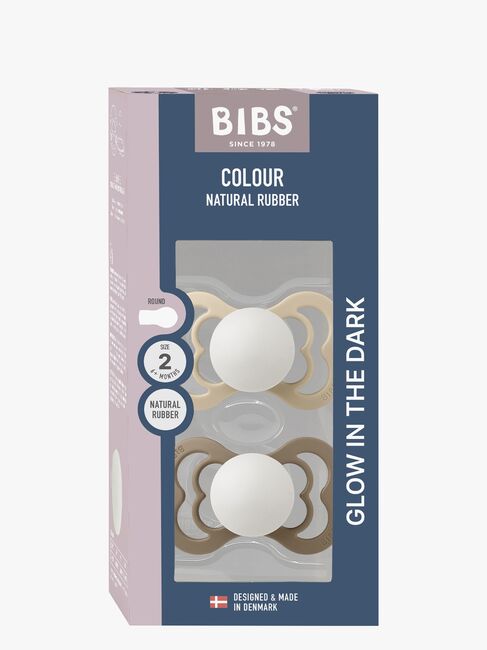 BIBS Supreme Schnuller 2er-Pack Silikon Gr. 2 Symmetrisch, Vanilla Glow/Dark Oak Glow