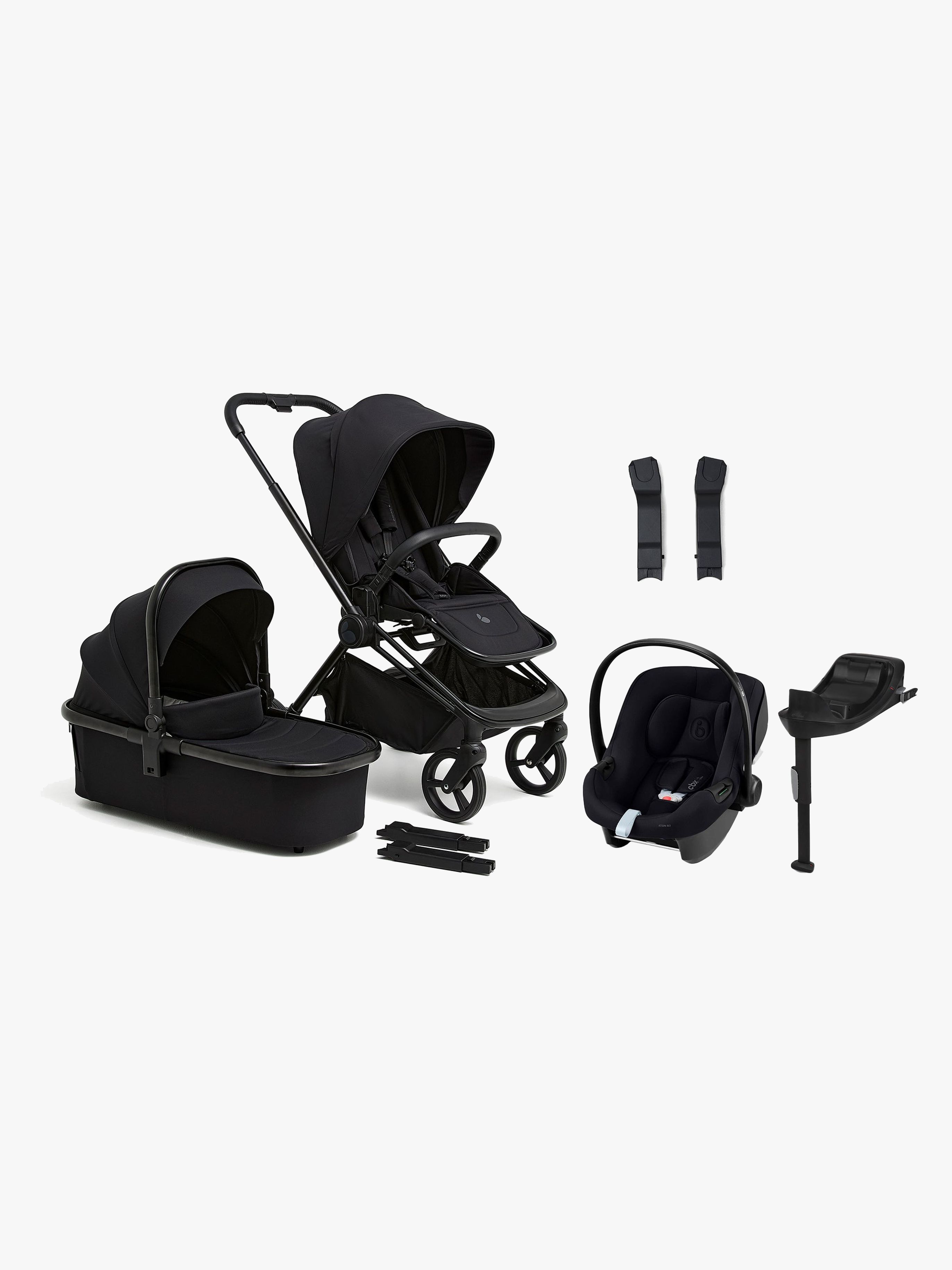 Beemoo One Kombiwagen inkl. Cybex Aton B2 i-Size Babyschale &  Basis, All Black/Volcano Black, Kinderwagen, 2 in 1