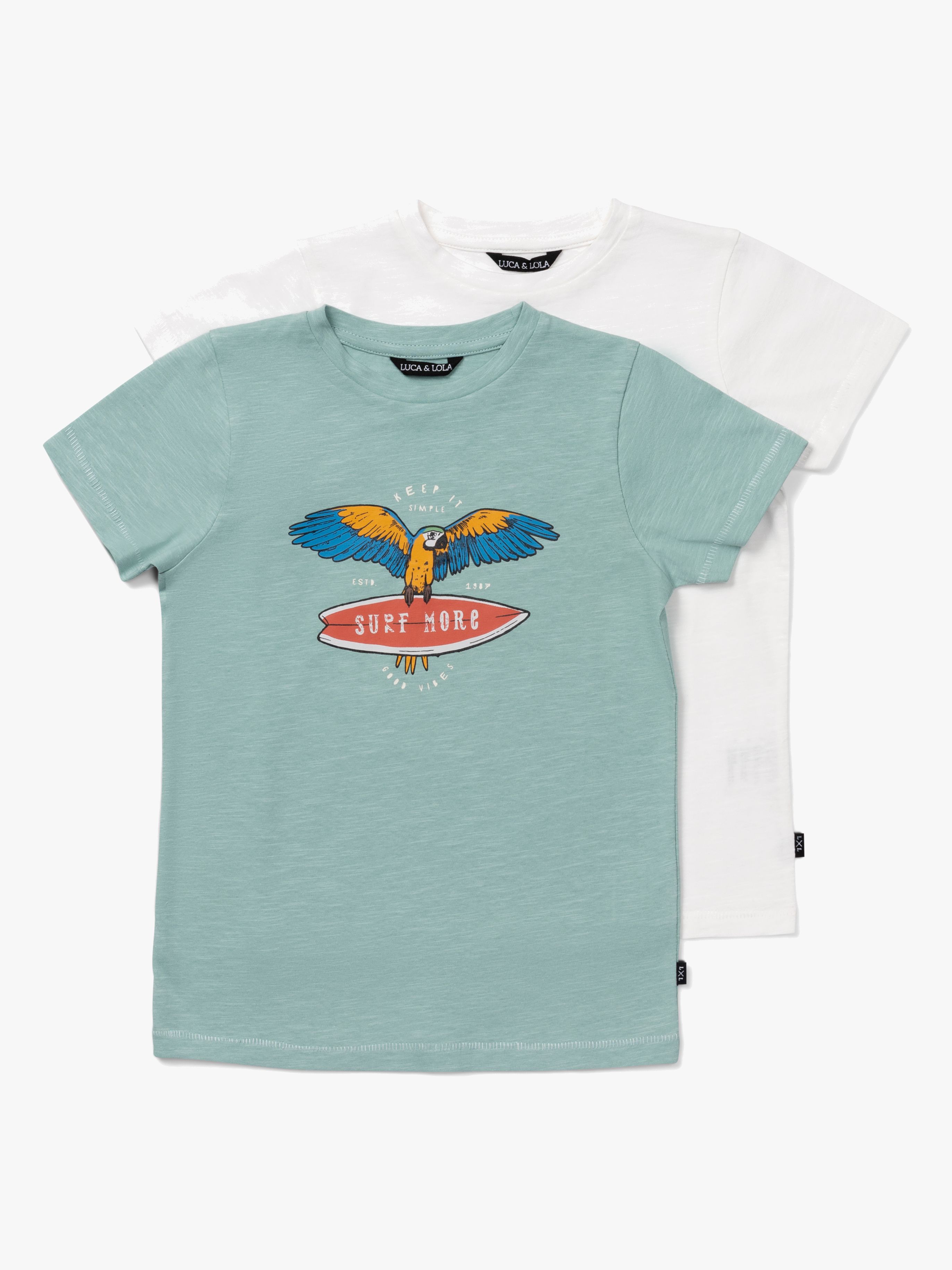 Luca &  Lola Riccione T-Shirt 2er-Pack, Green/White 110–116
