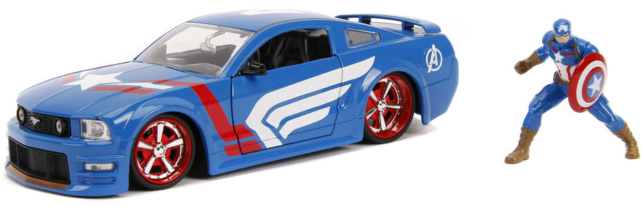 Jada Toys Marvel Auto mit Figur Captain America & 2006 Ford Mustang GT 1:24