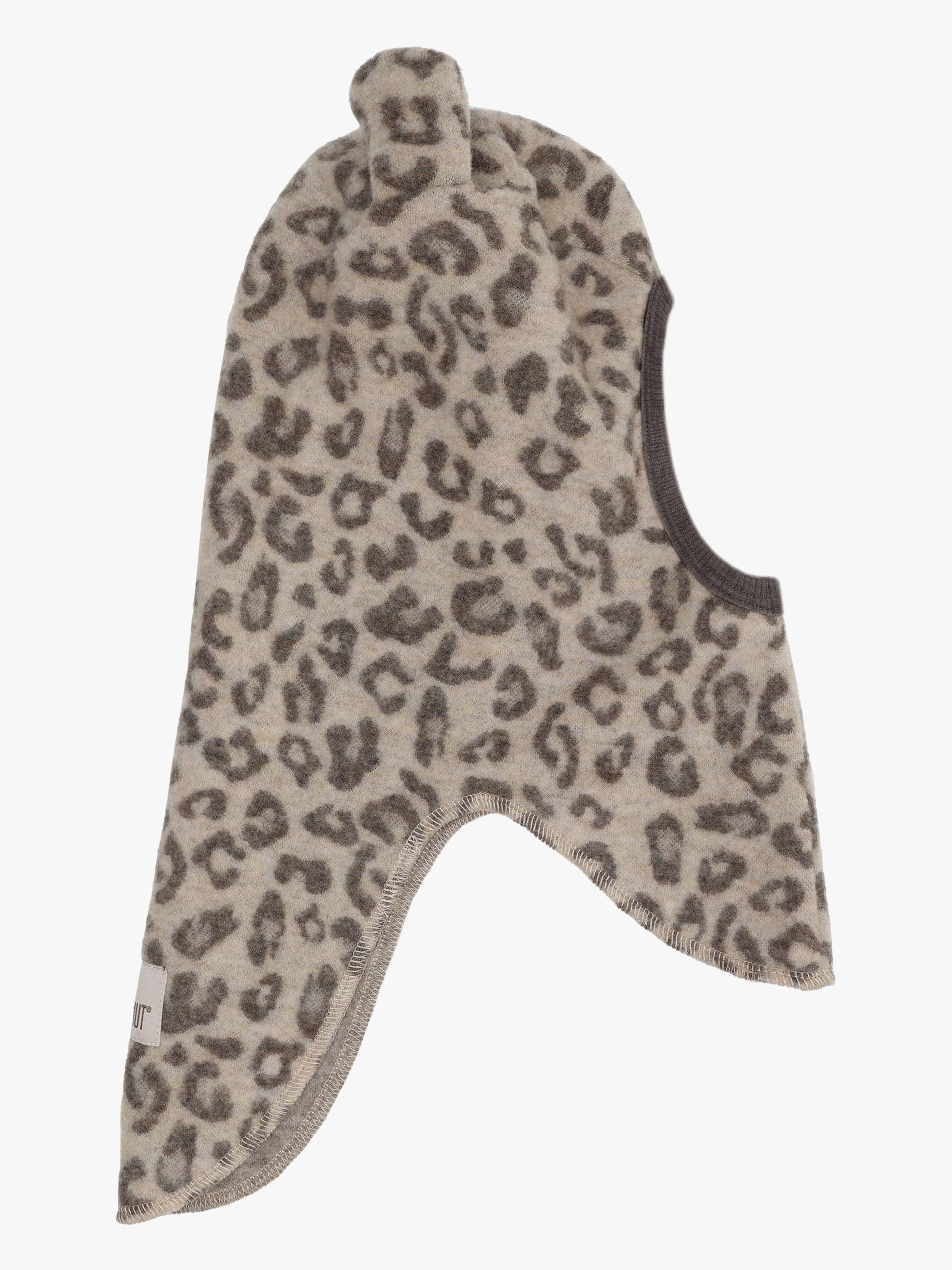 Wollfleece-Schlupfmütze Merino mit Ohren, Camel Melange, 53