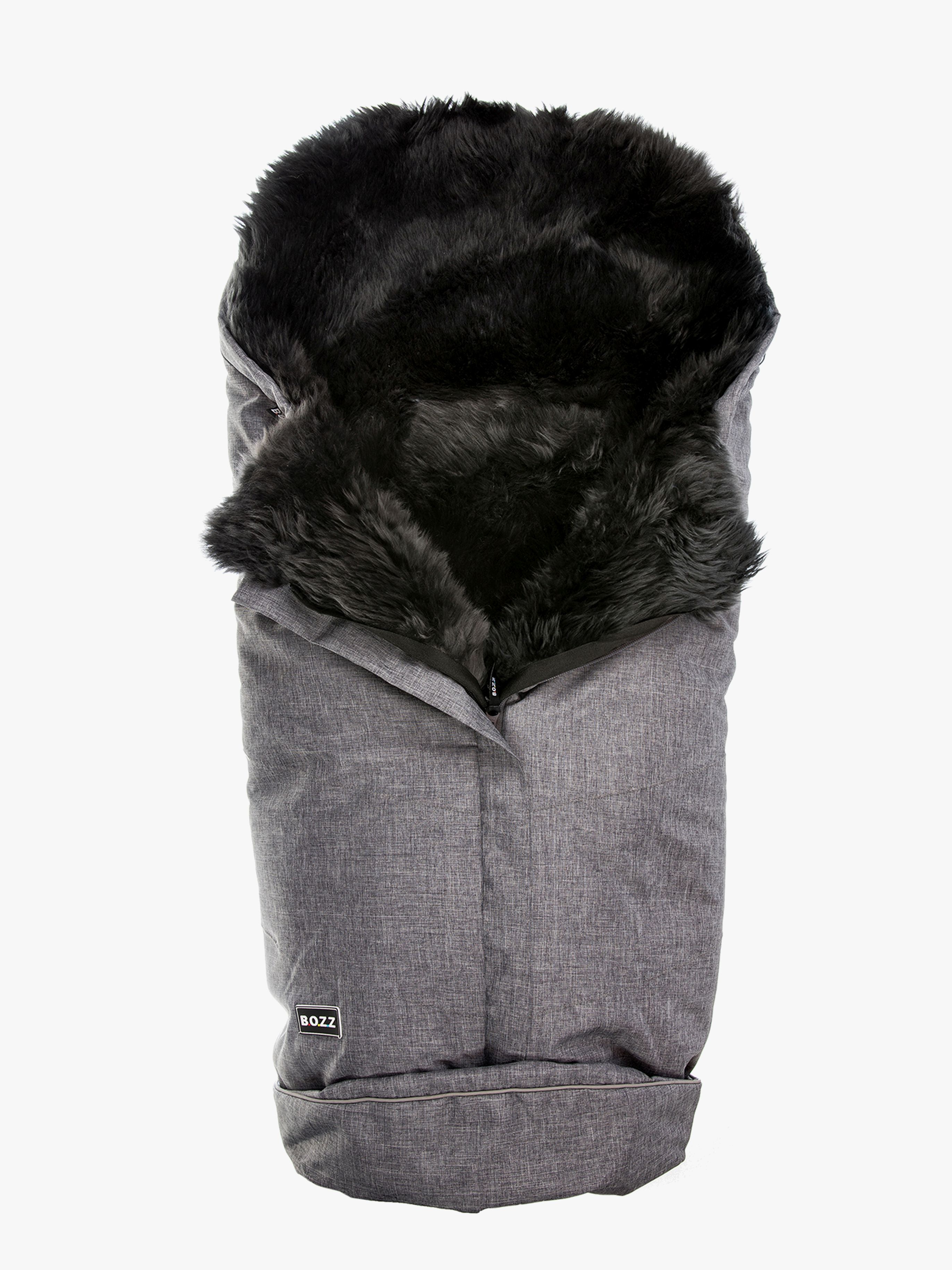 Bozz Lammfell-Fußsack Langhaarig, Grey Melange/Grey