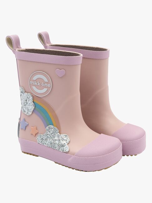 Mikk-Line Barefoot Rainbow Gummistiefel, Adobe Rose