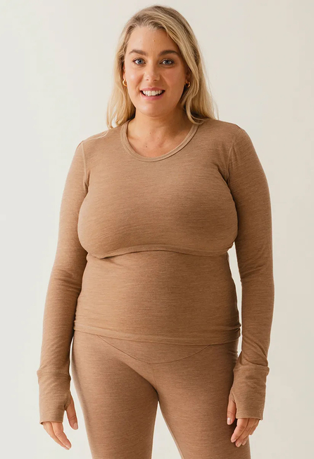 Boob Merinowolle Stilloberteil, Brown Melange