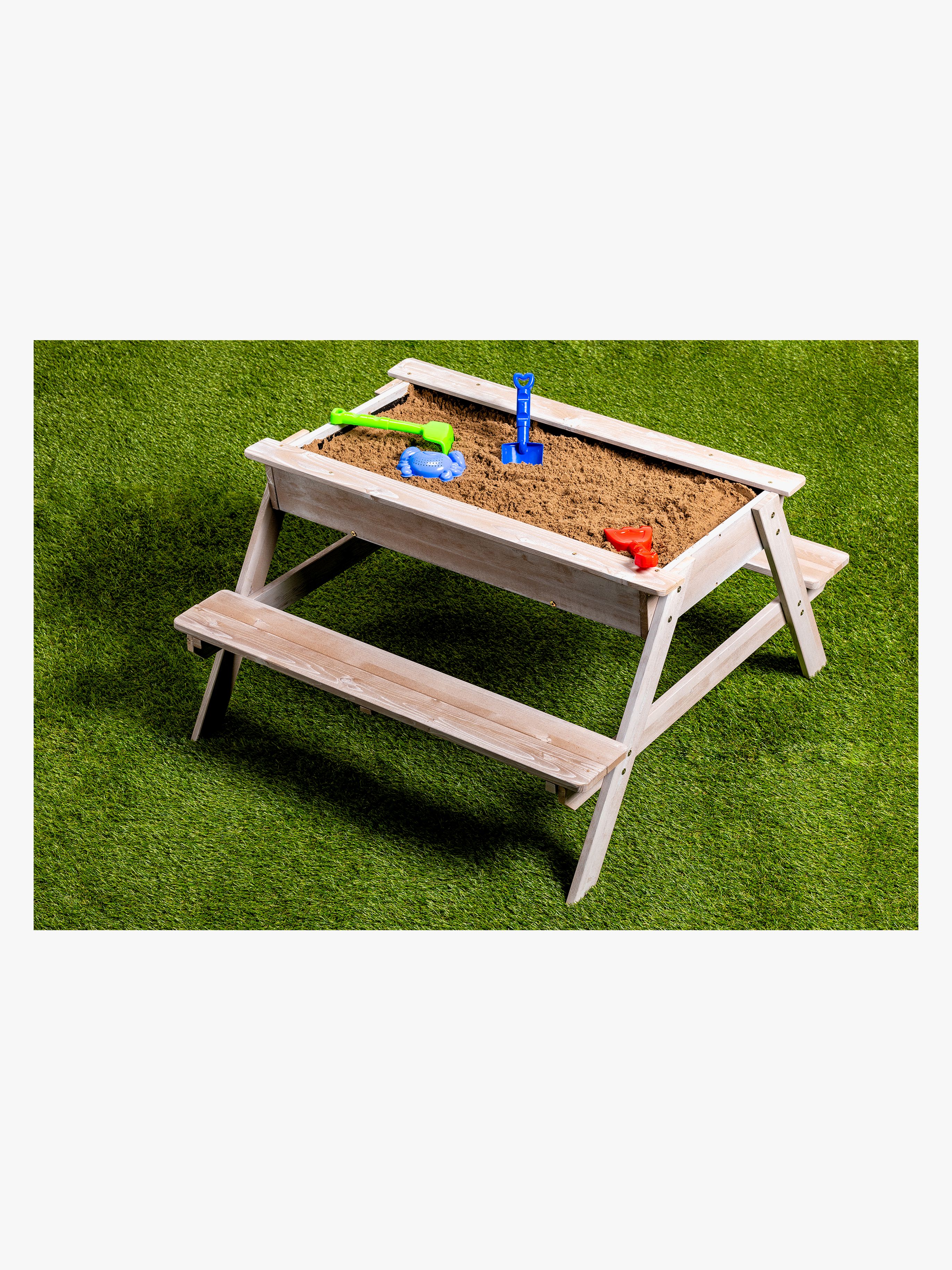 Picknicktisch mit Sandkasten + Deckel, Weiß