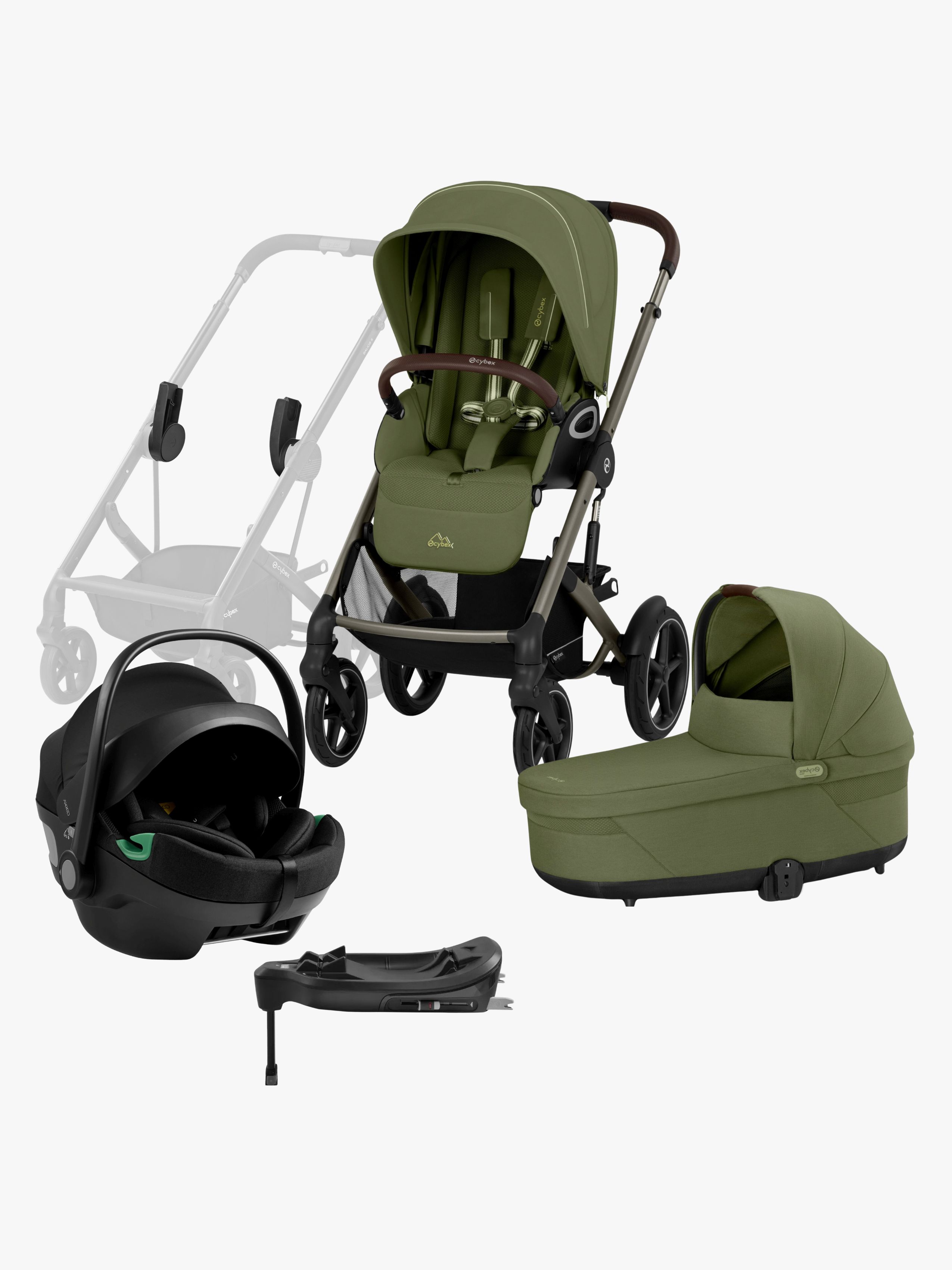 Cybex TALOS S Lux Kombikinderwagen inkl. Axkid GOKID Babyschale &  Basis, Moss Green
