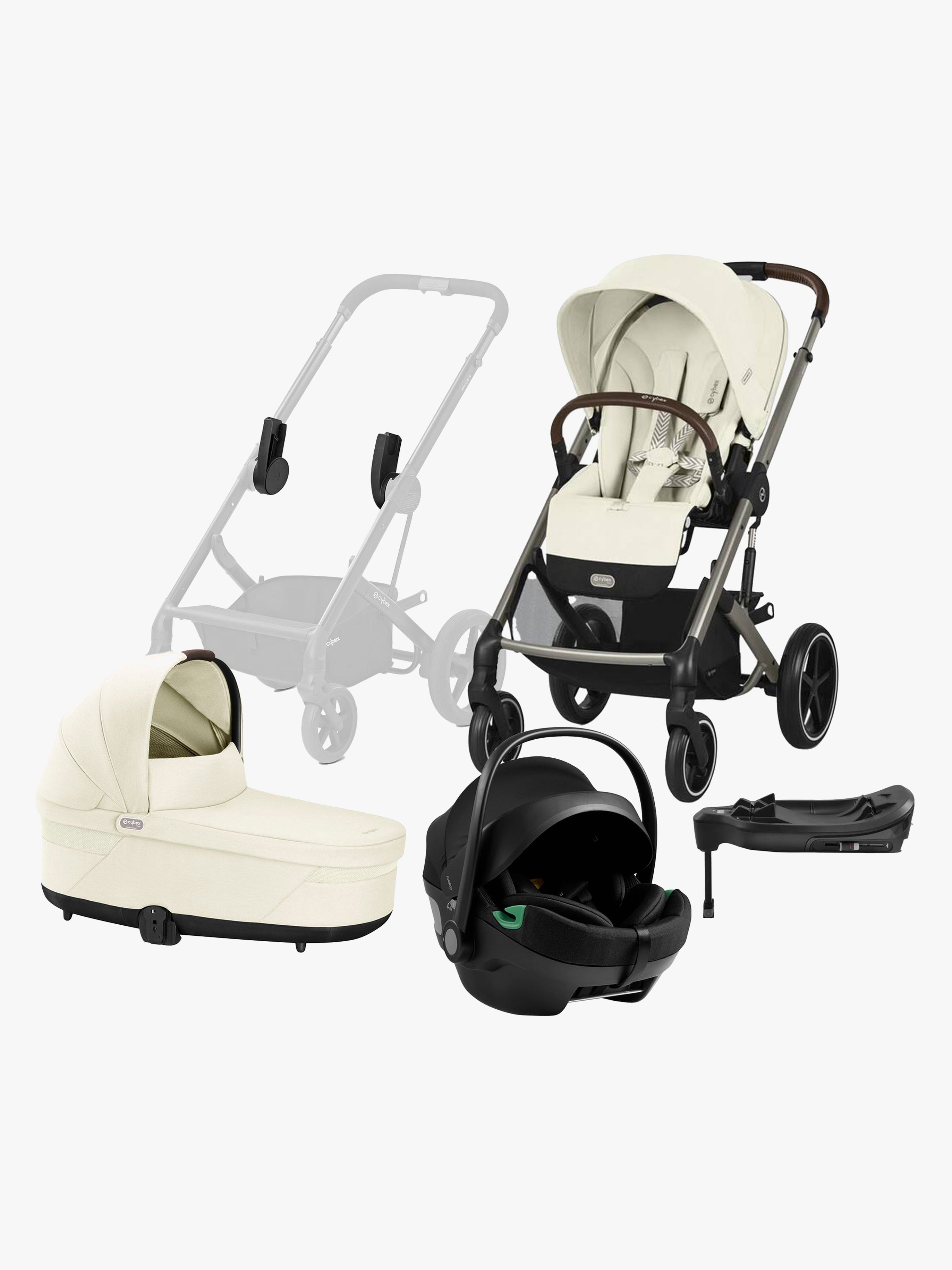 Cybex BALIOS S Lux Kombikinderwagen inkl. Axkid GOKID Babyschale & Basis, Seashell Beige