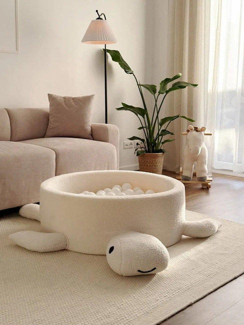 MeowBaby Boucle Turtle Bällebad, Oat Biscuit Beige