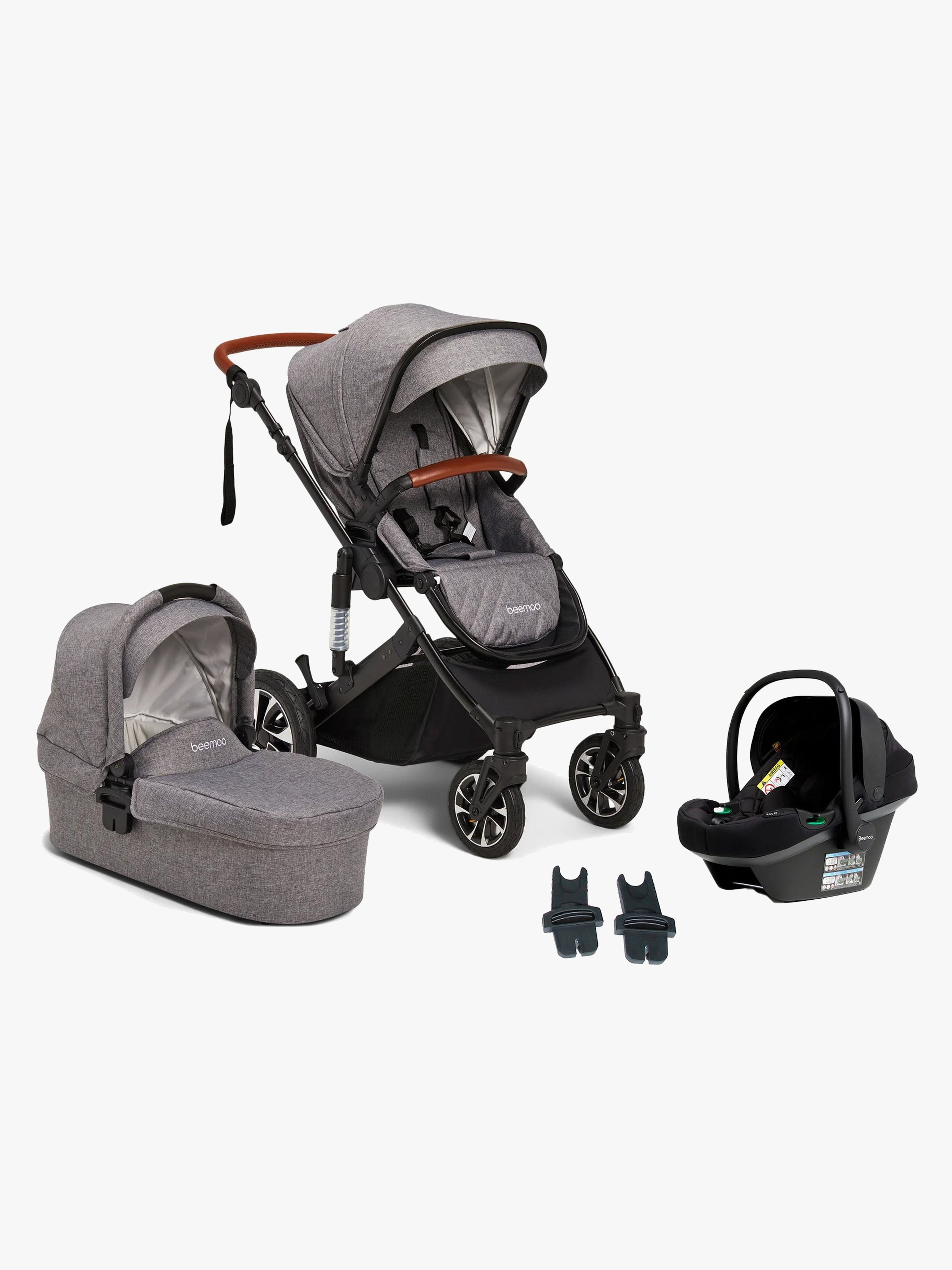 Beemoo Maxi 4 Kombiwagen inkl. Beemoo Route i-Size Babyschale, Grey Black/Black Stone