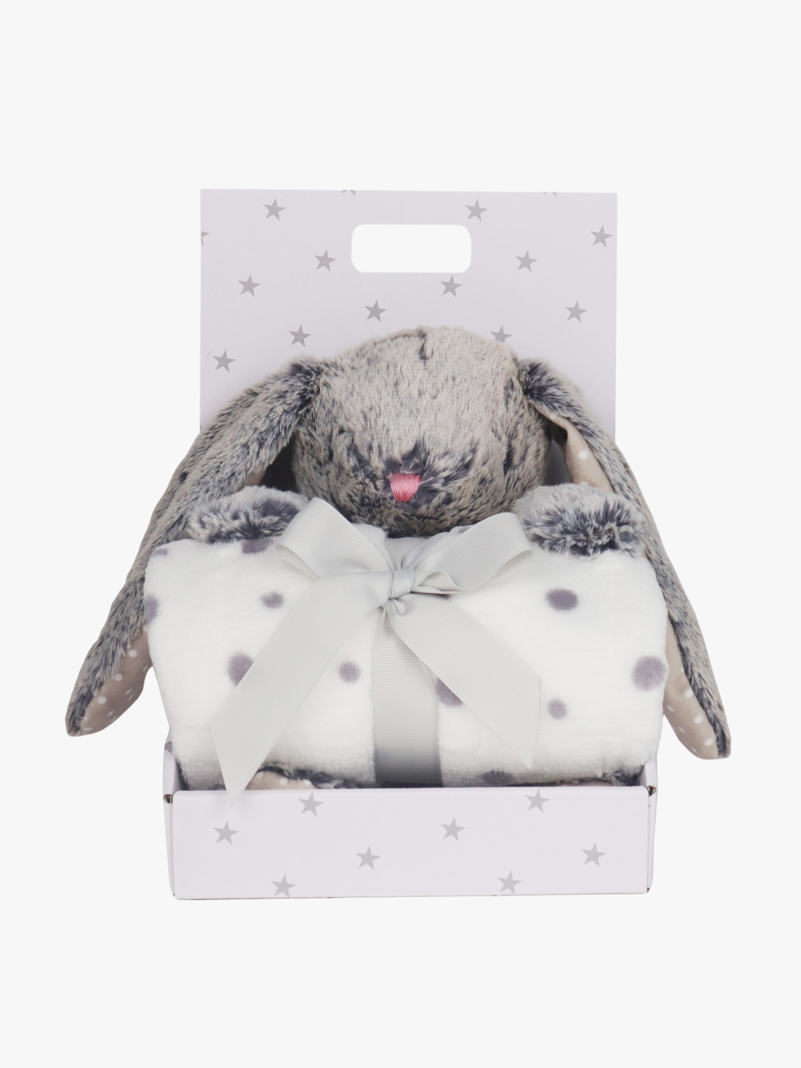 Fleecedecke und Kuscheltier Kaninchen, Grau