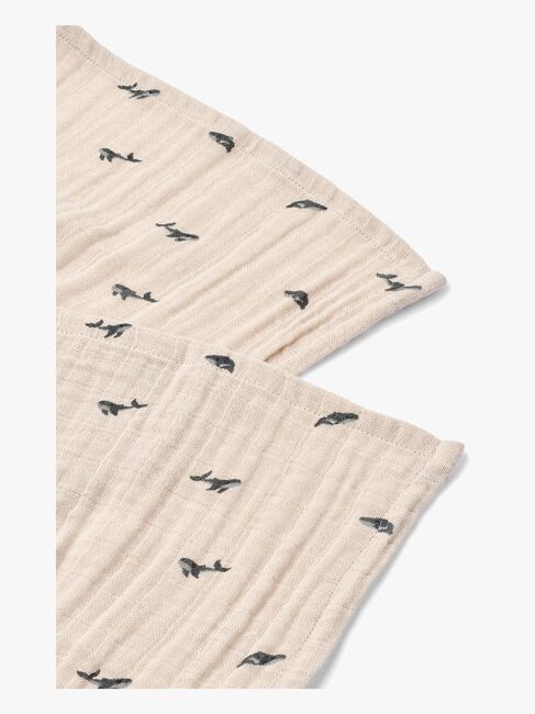 LIEWOOD Lewis Musselintuch 2er-Pack, Mini Whale/Sandy